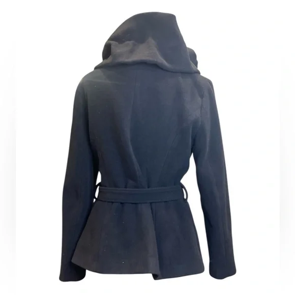 LILIBLEU Black Rosette Belted Jacket Coquette Goth Romantic Peplum Coat - Picture 5 of 7